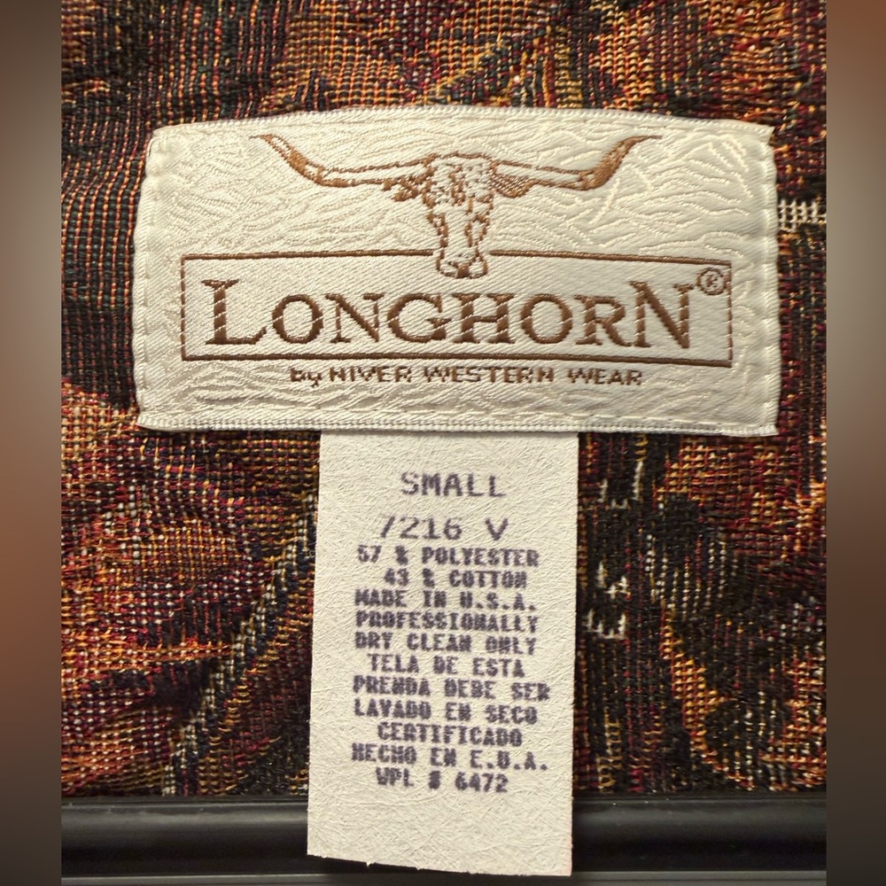 Longhorn Western Themed Vest with Brown and Green Tones - Picture 3 of 9